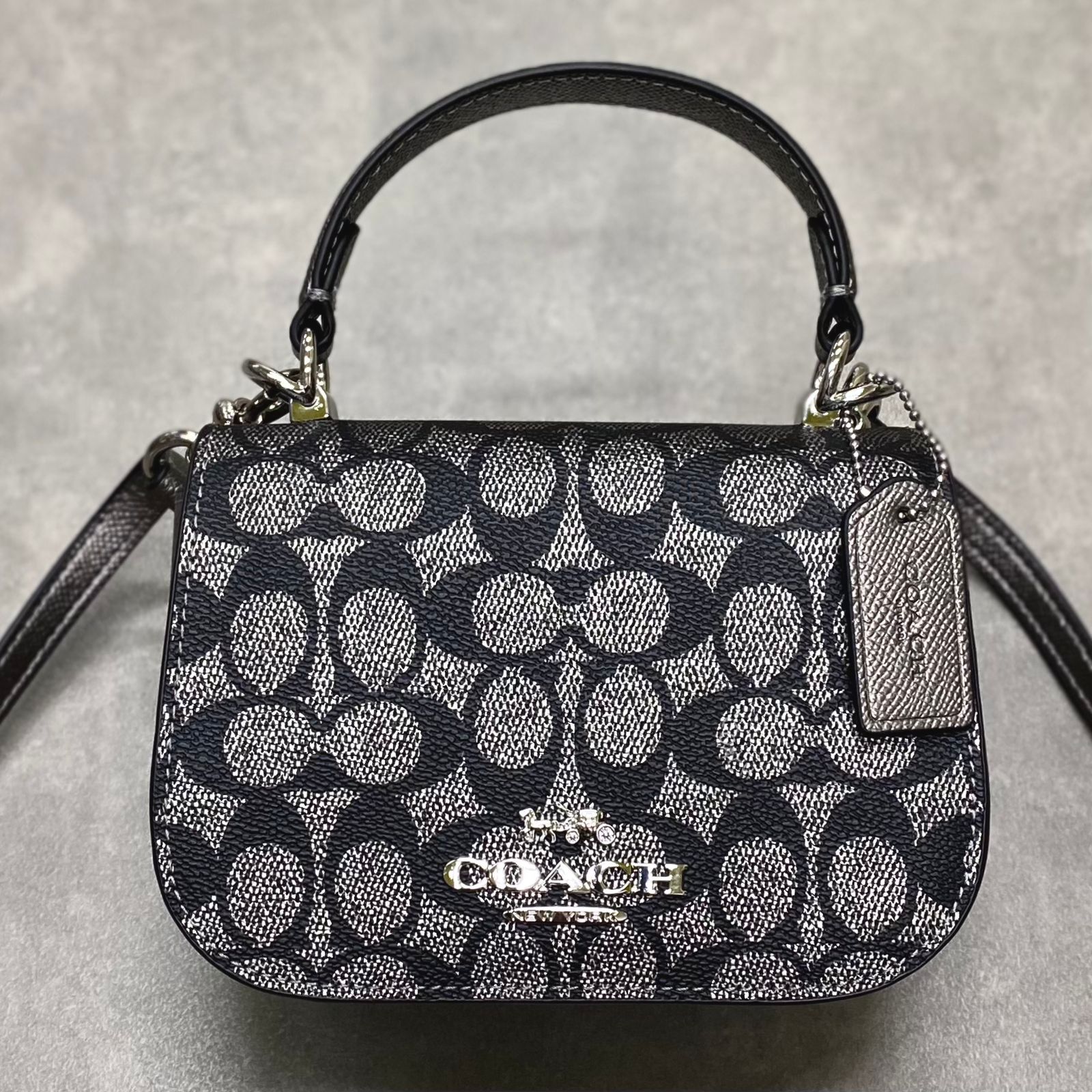 Túi Coach Lysa Top Handle Bag In Signature Canvas DS Black